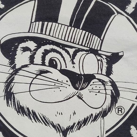 Vintage 90s Funny Cat Shirt L/XL 21x24 Black Russell Tuxedos The-Cat-is-Back - Picture 8 of 14